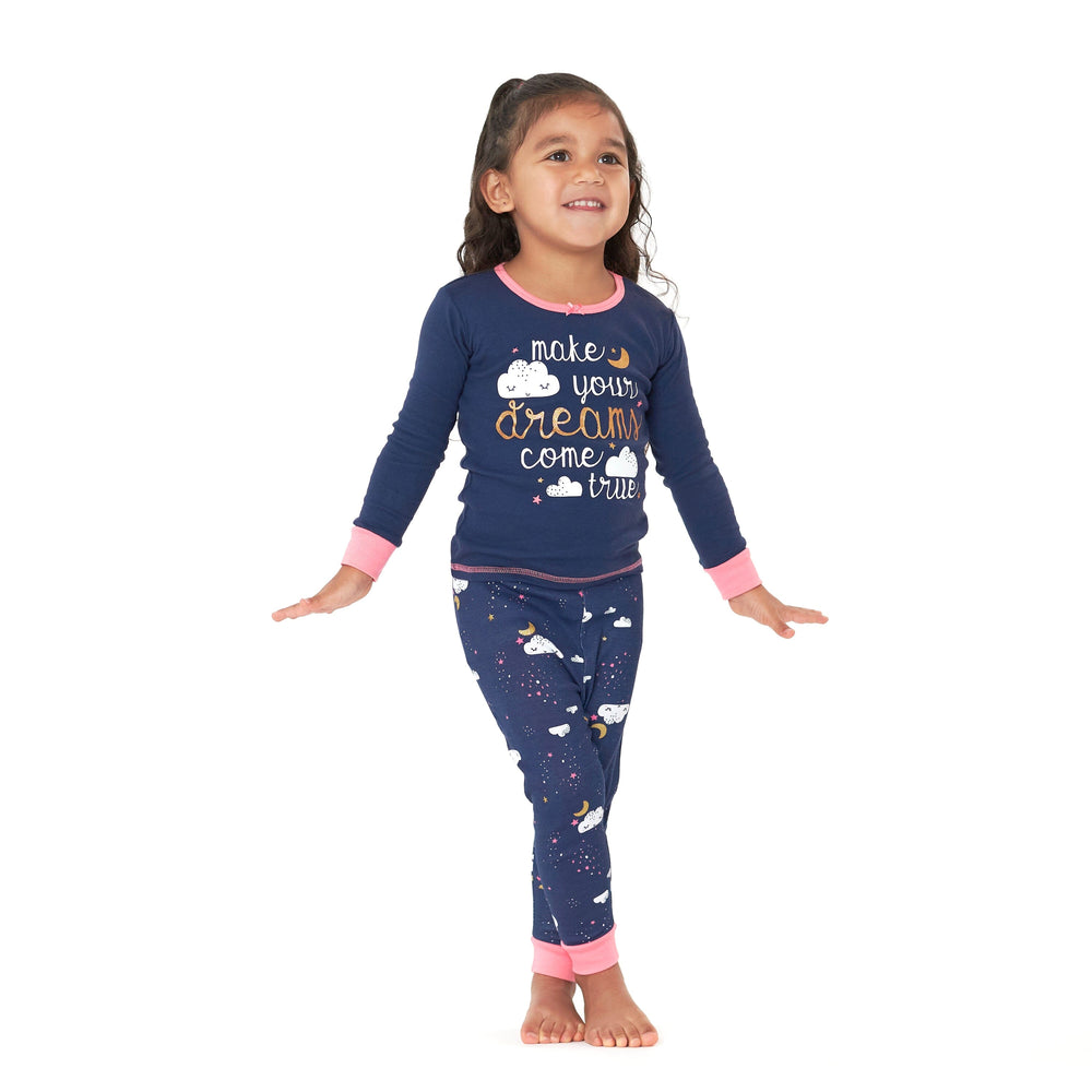 4-Piece Infant & Toddler Girls Dreams Snug Fit Cotton Pajamas