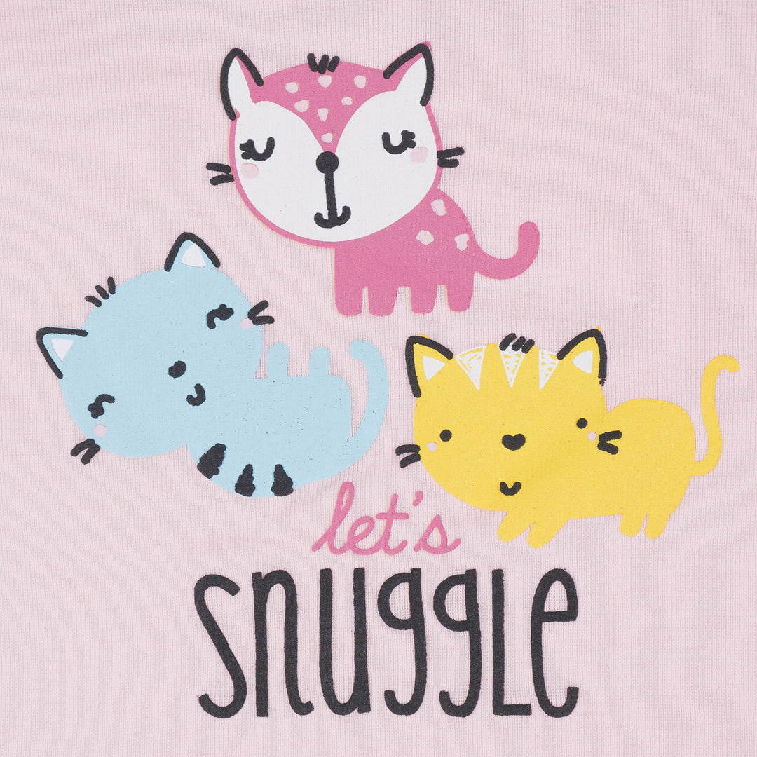 4-Piece Infant & Toddler Girls Cats Snug Fit Cotton Pajamas