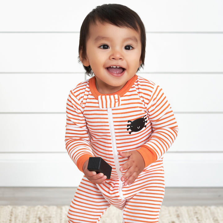 Baby Neutral Spider Snug Fit Footed Cotton Pajamas-Gerber Childrenswear