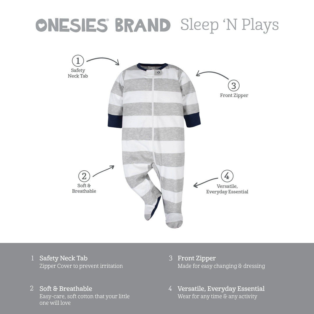 6-Piece Baby Boys Stripes Onesies® Brand Bodysuits & Sleep 'n Plays Set