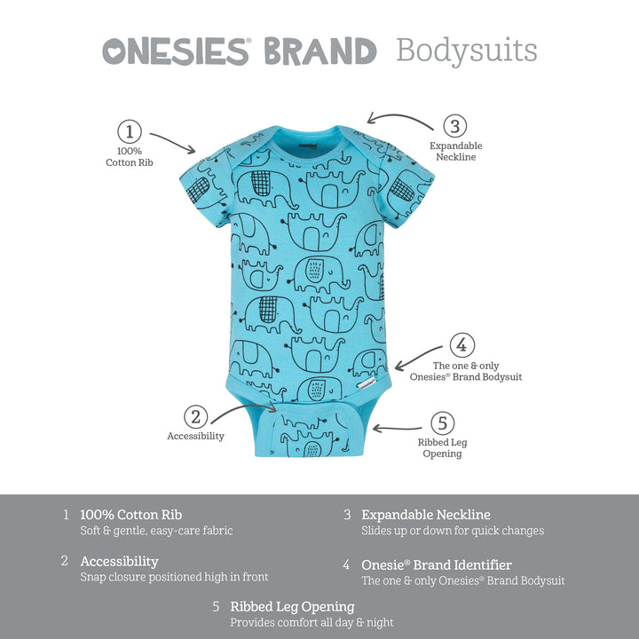 8-Pack Baby Neutral Elephant Onesies® Brand Bodysuits