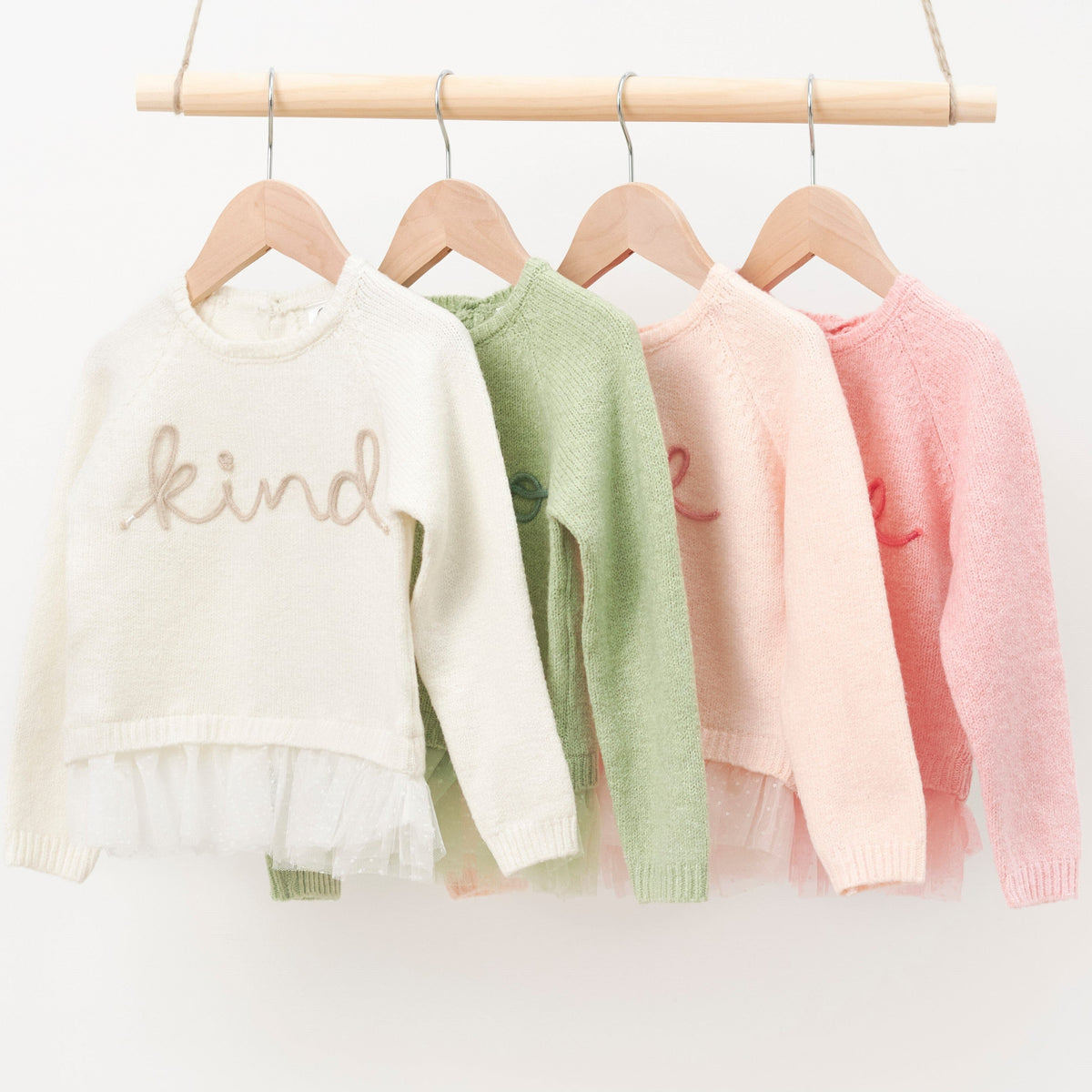 Infant & Toddler Girls Pink Sweater With Tulle Trim