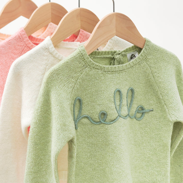 Infant & Toddler Girls Green Sweater With Tulle Trim