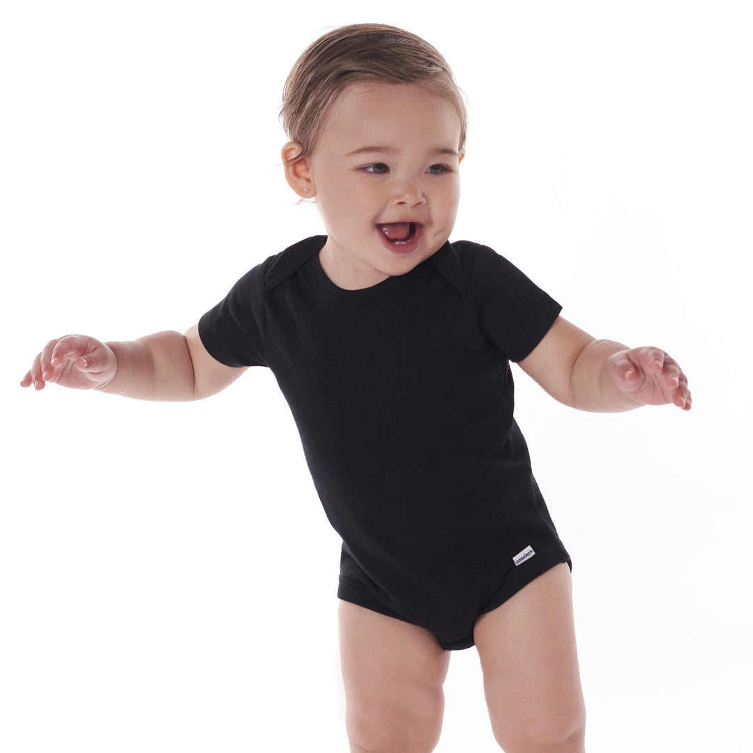 5-Pack Baby Black Premium Short Sleeve Onesies® Bodysuits