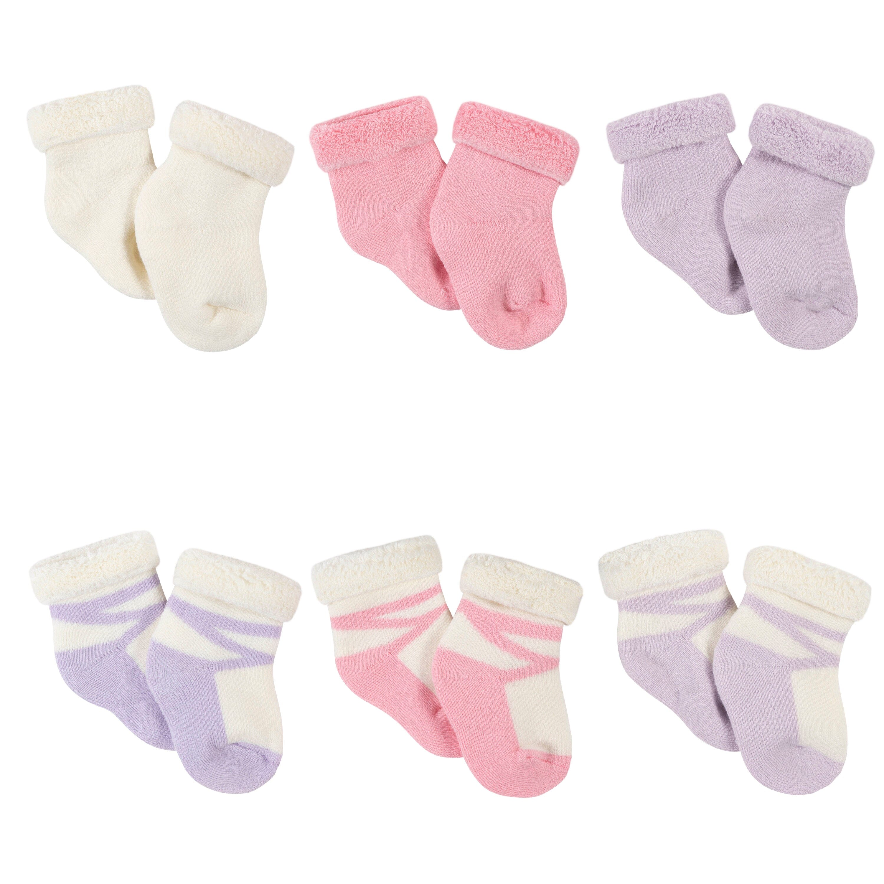 6-Pack Baby Girls Bunny Ballerina Wiggle Proof® Terry Bootie Socks ...