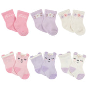 6-Pack Baby Girls Bunny Ballerina Wiggle-Proof™ Jersey Crew Socks-Gerber Childrenswear