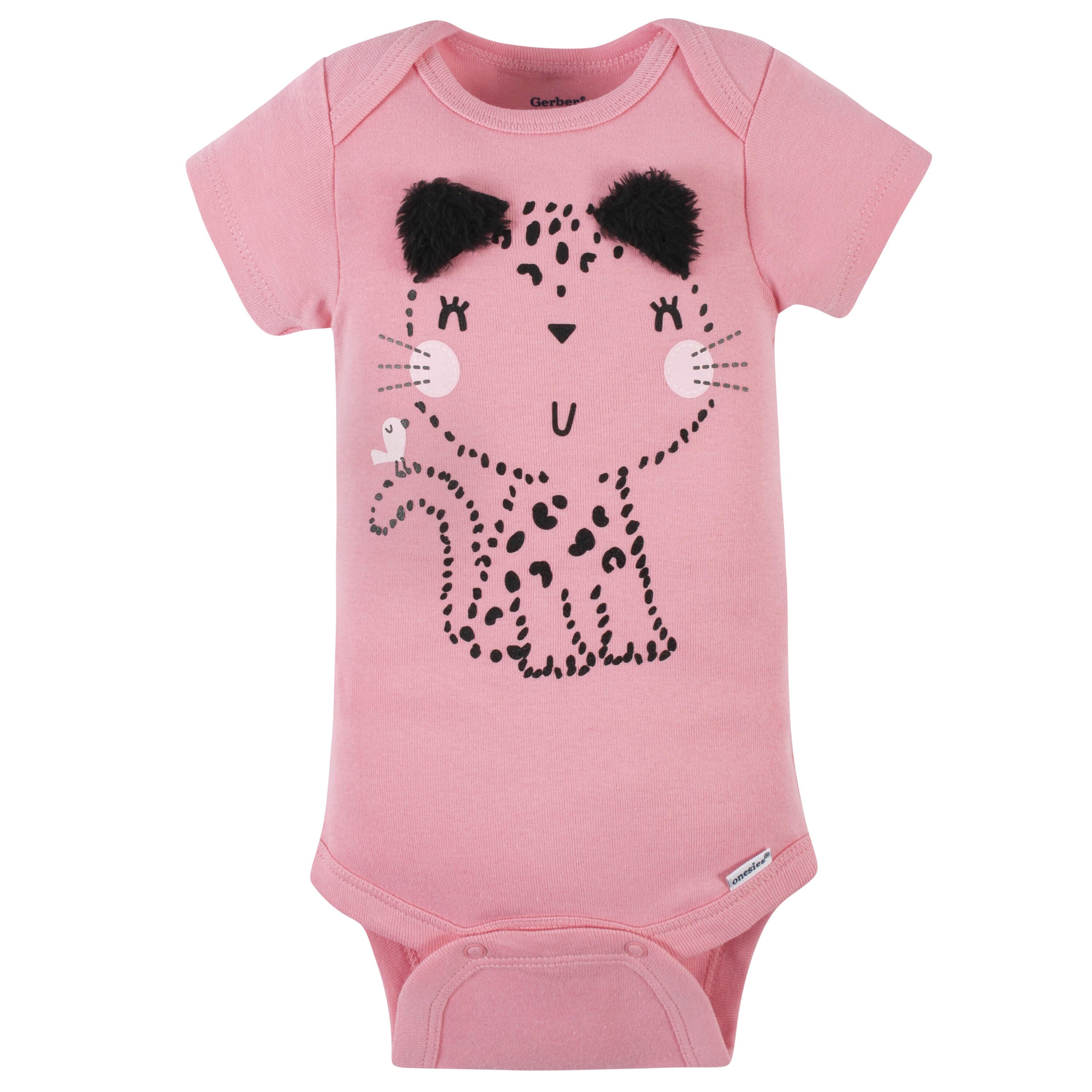 8-Pack Baby Girls Leopard Short Sleeve Onesies® Bodysuits-Gerber Childrenswear