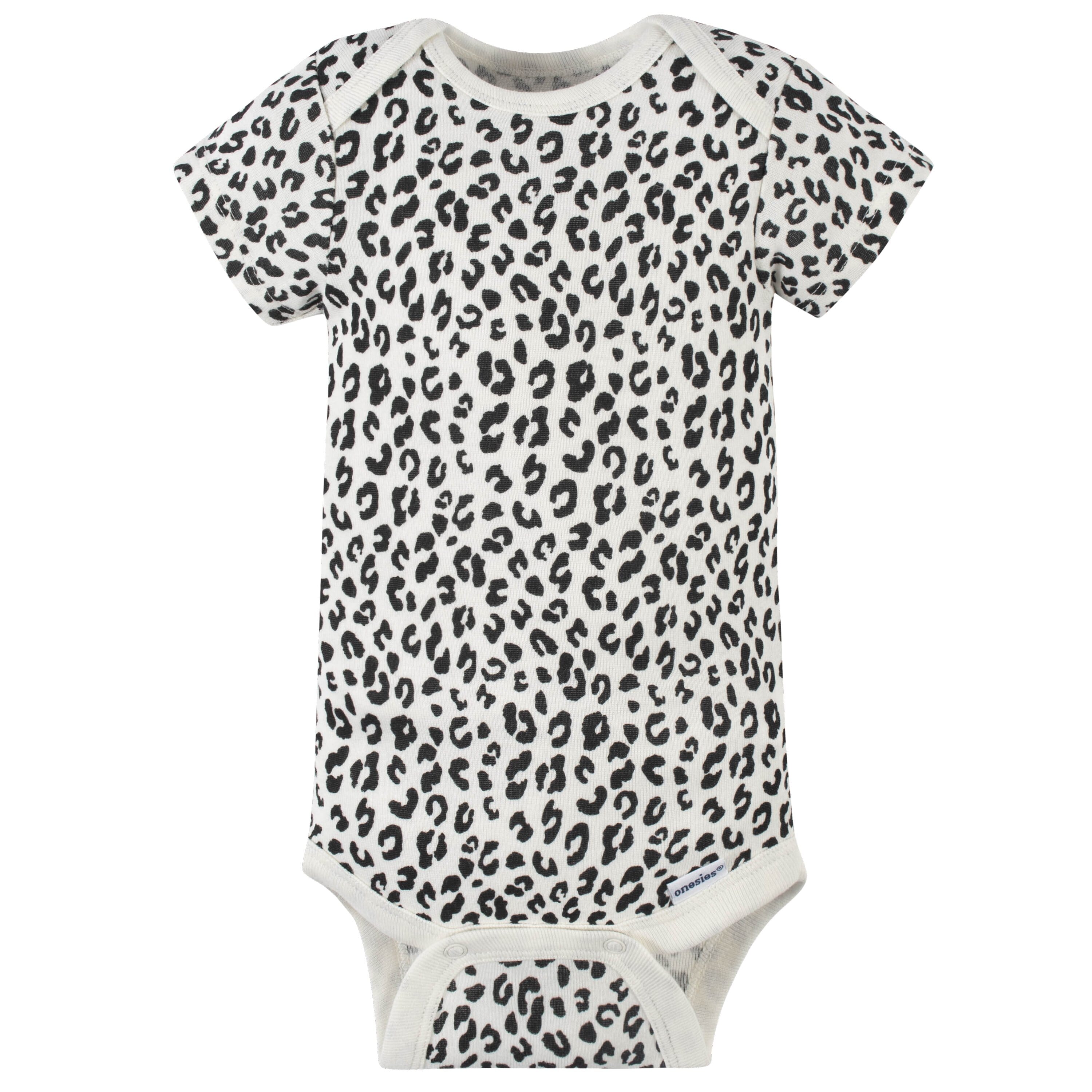 8-Pack Baby Girls Leopard Short Sleeve Onesies® Bodysuits-Gerber Childrenswear