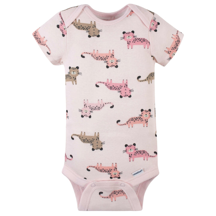 8-Pack Baby Girls Leopard Short Sleeve Onesies® Bodysuits-Gerber Childrenswear