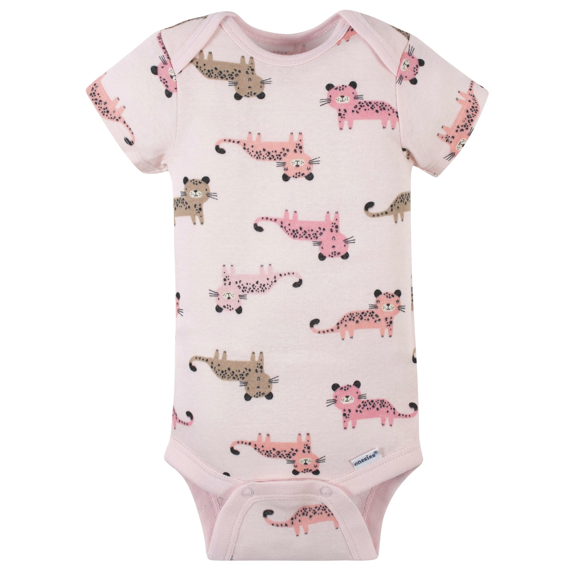8-Pack Baby Girls Leopard Short Sleeve Onesies® Bodysuits-Gerber Childrenswear