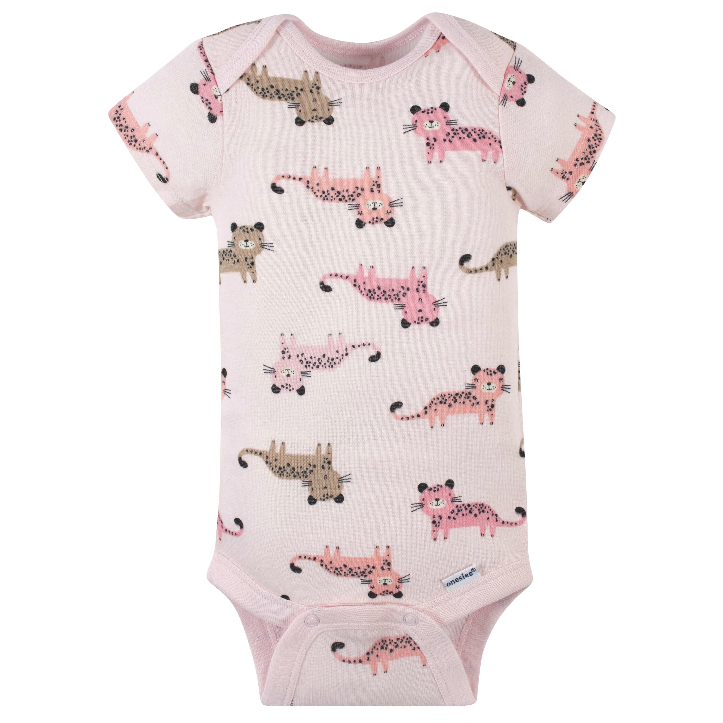 8-Pack Baby Girls Leopard Short Sleeve Onesies® Bodysuits-Gerber Childrenswear