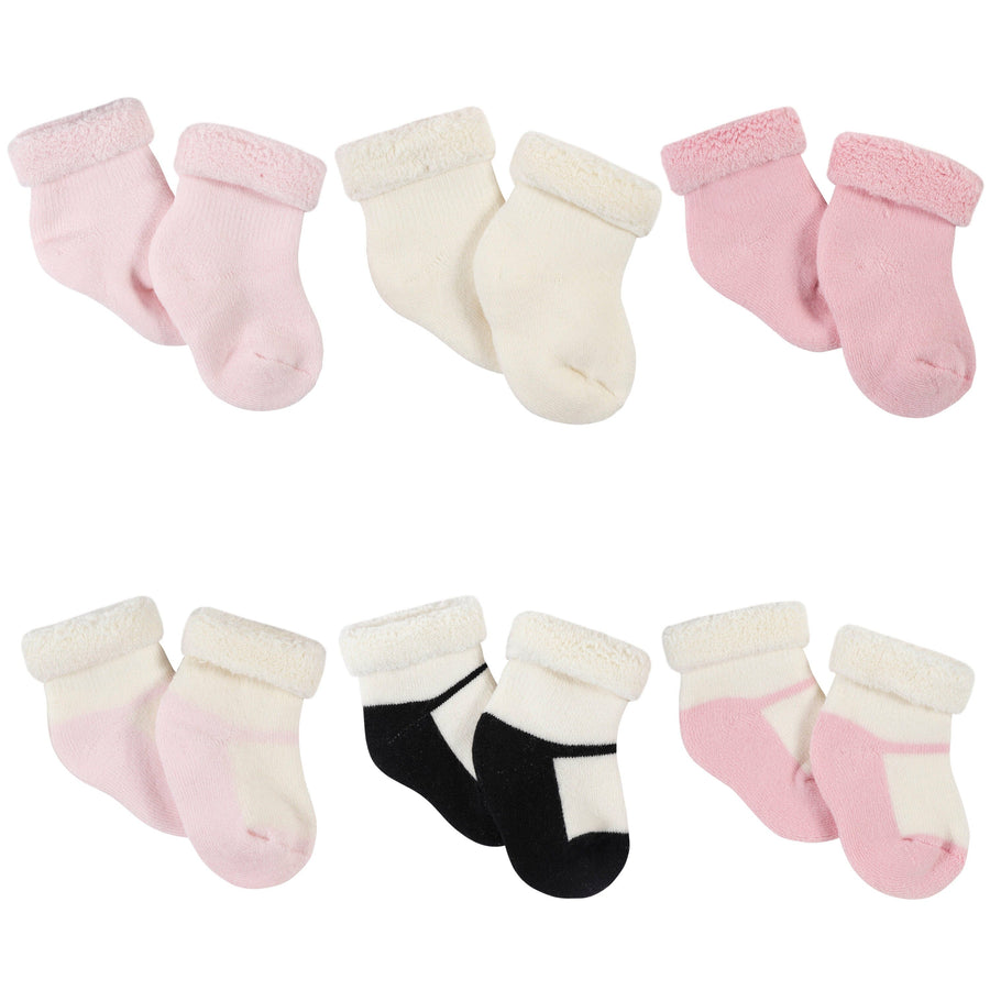 6-Pack Baby Girls Leopard Wiggle-Proof™ Terry Bootie Socks-Gerber Childrenswear