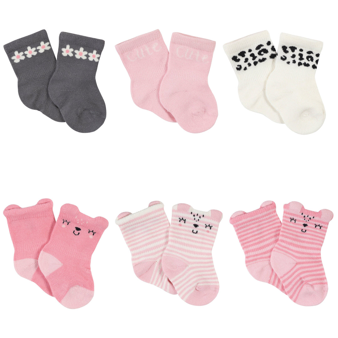 18-Piece Baby Girls Leopard Onesies® Bodysuit, Mitten, Cap, & Sock Set