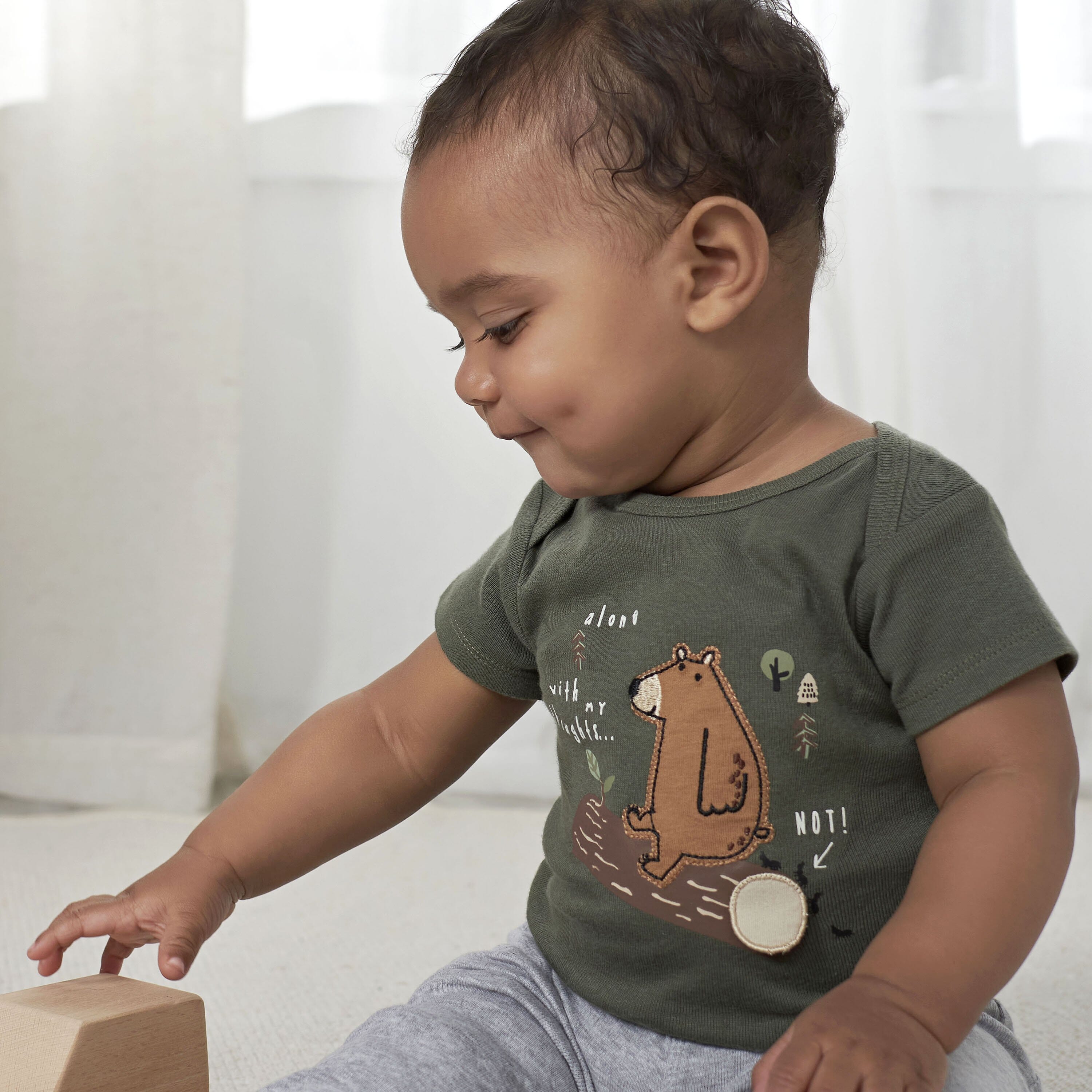 4-Pack Baby Boys Bear Short Sleeve Onesies® Bodysuits-Gerber Childrenswear