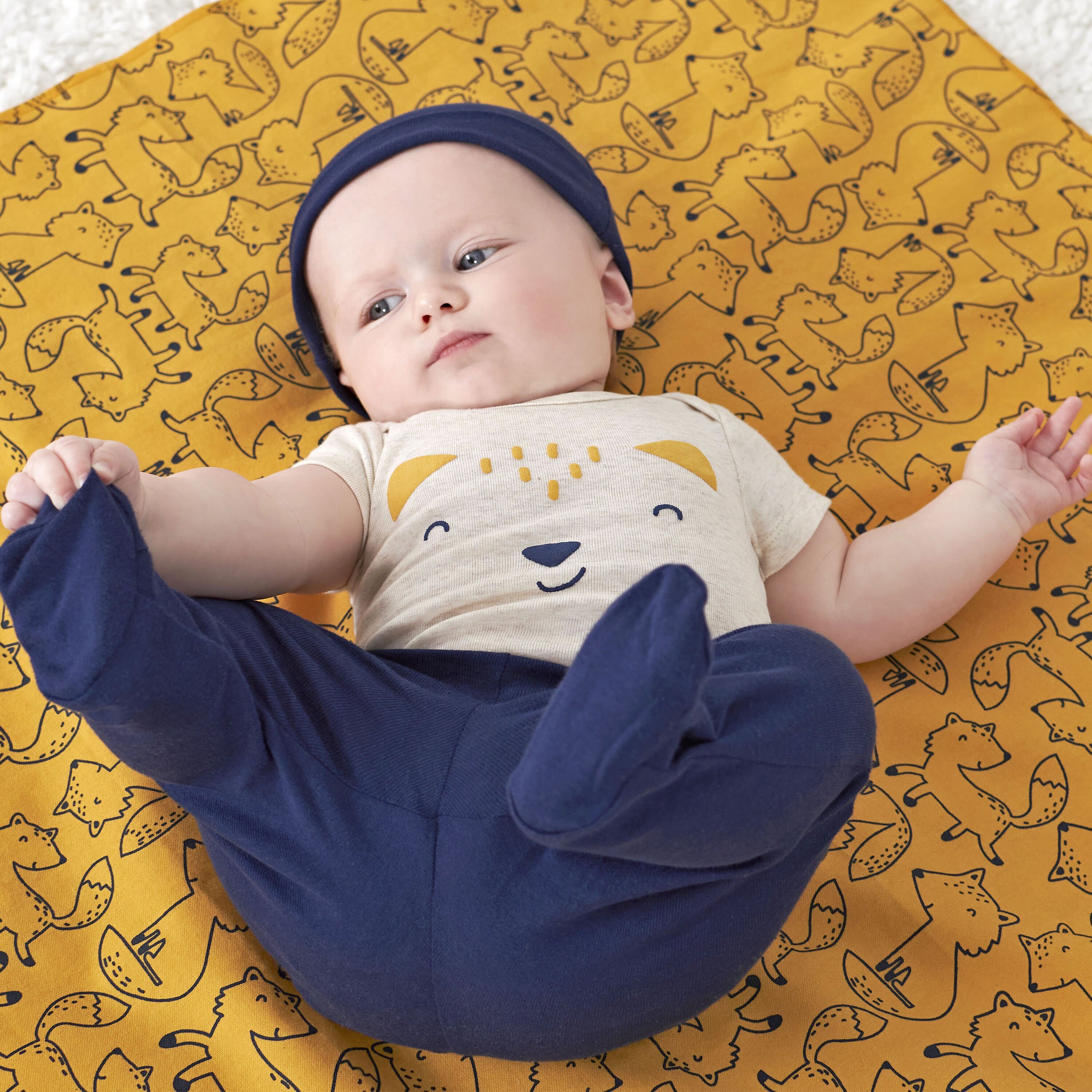 4-Pack Boys Fox Flannel Receiving Blankets-Gerber Childrenswear
