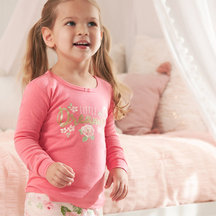 4-Piece Infant & Toddler Girls Rose Snug Fit Cotton Pajamas