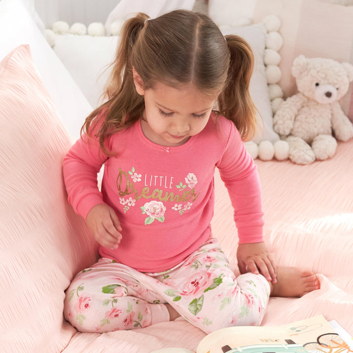 4-Piece Infant & Toddler Girls Rose Snug Fit Cotton Pajamas-Gerber Childrenswear