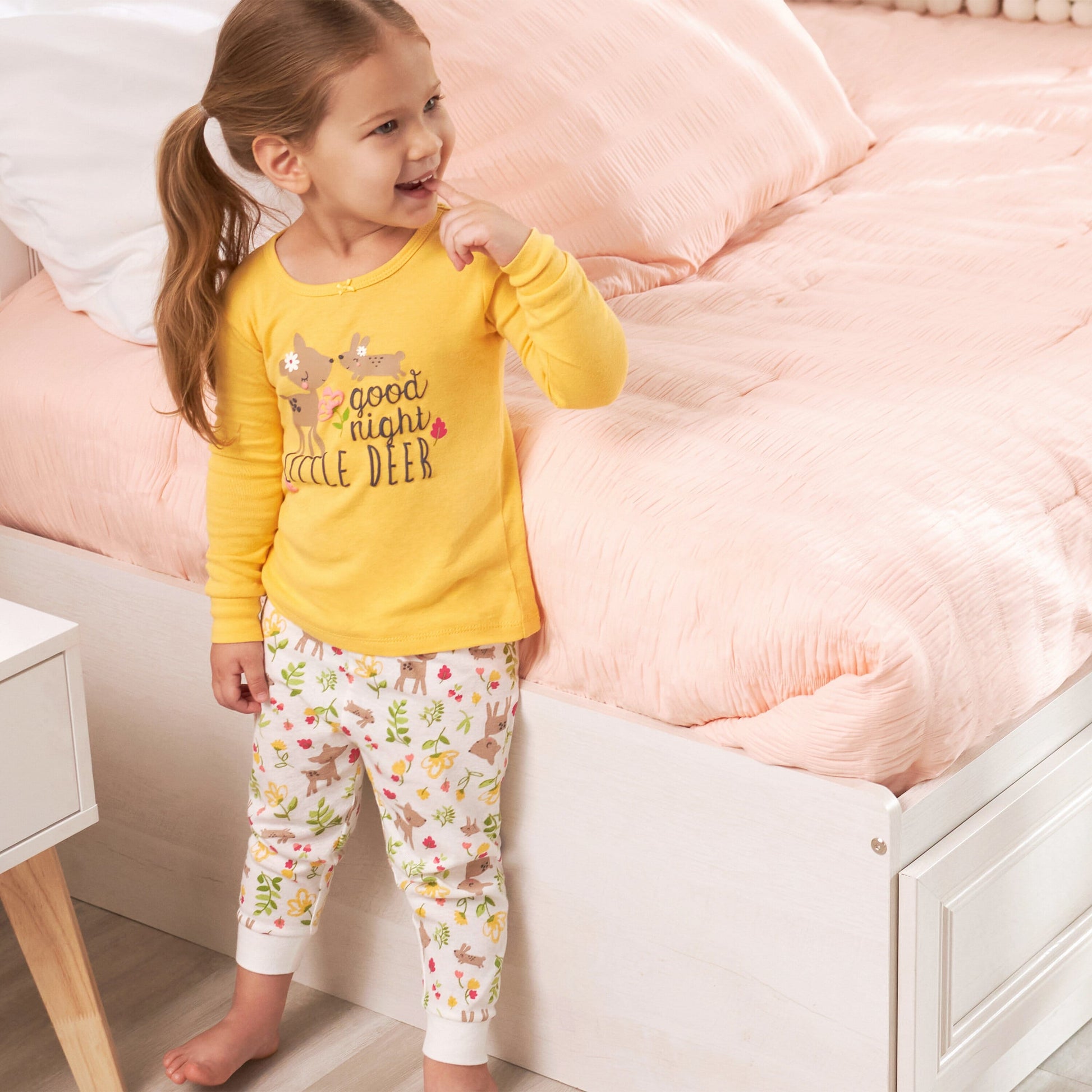 4-Piece Infant & Toddler Girls Deer Snug Fit Cotton Pajamas-Gerber Childrenswear