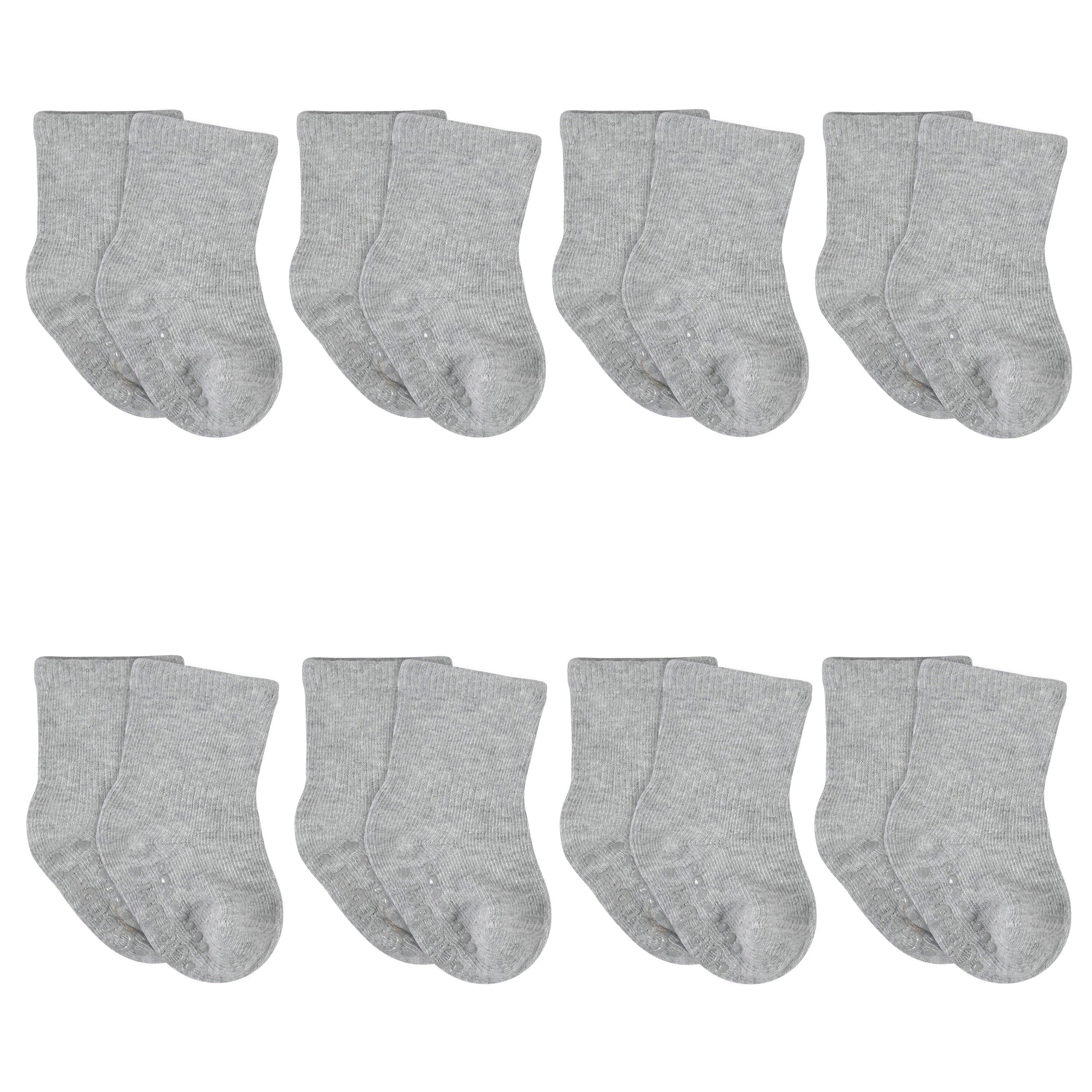 8-Pack Baby & Toddler Gray Heather Wiggle-Proof™ Jersey Crew Socks-Gerber Childrenswear