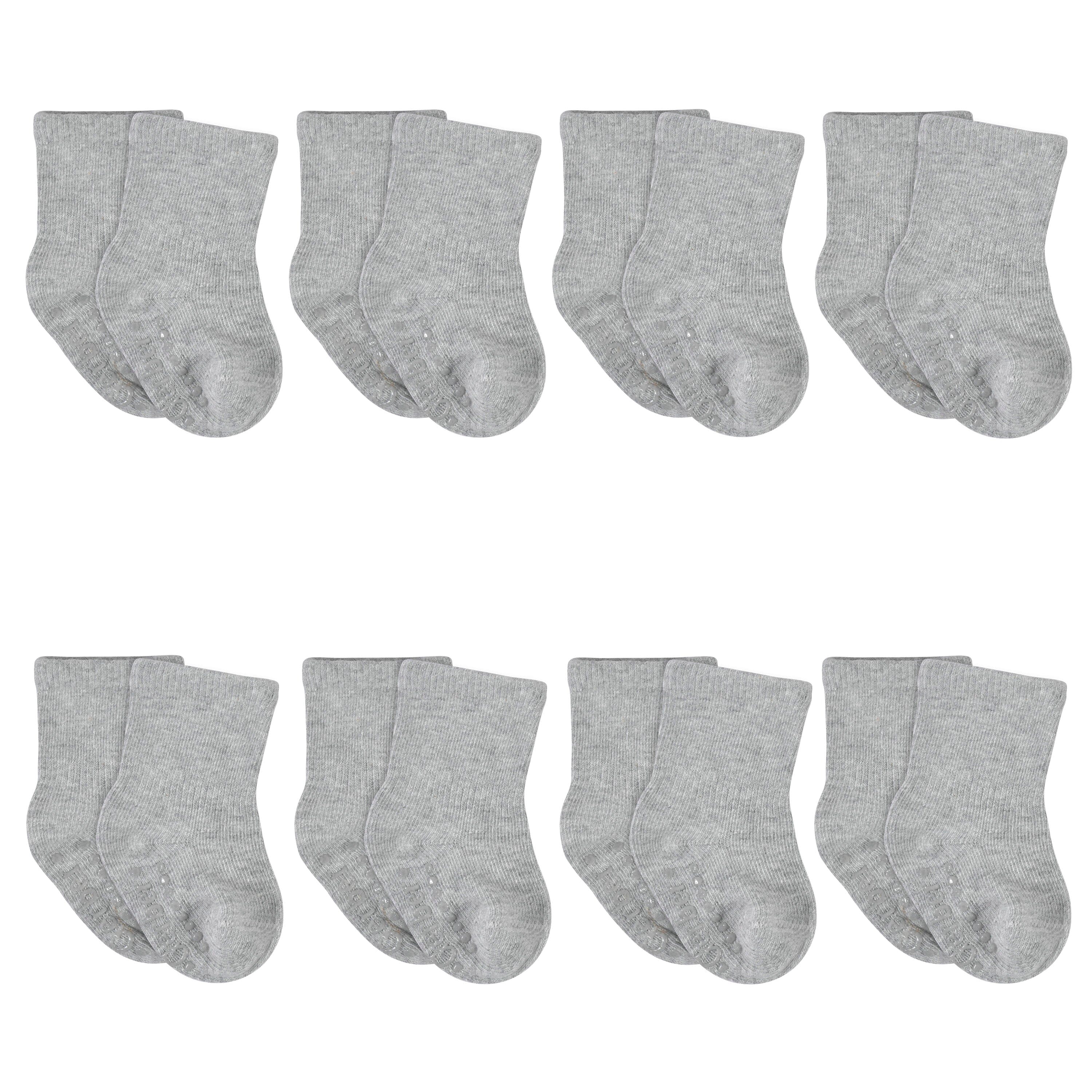 8-Pack Baby & Toddler Gray Heather Wiggle-Proof™ Jersey Crew Socks-Gerber Childrenswear
