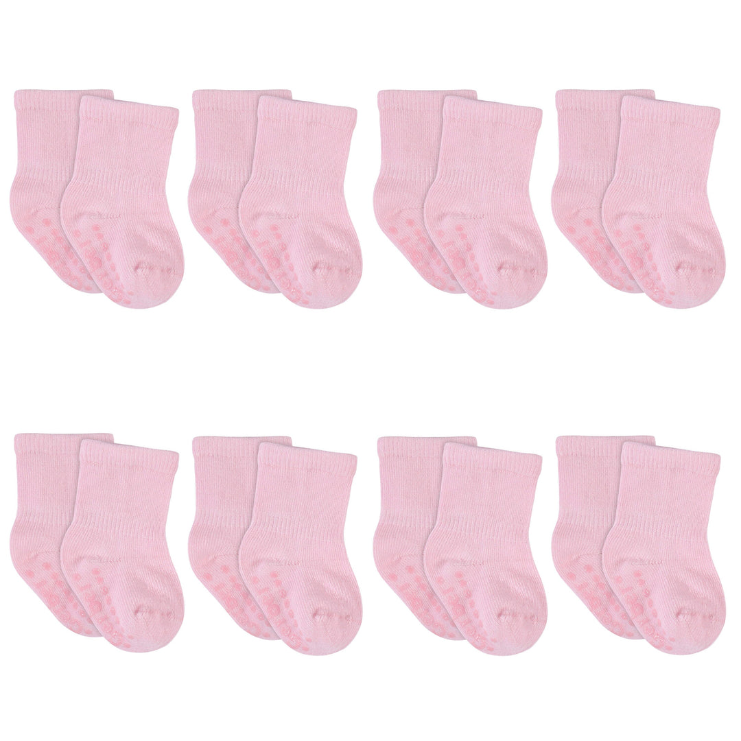 8-Pack Baby & Toddler Light Pink Wiggle-Proof™ Jersey Crew Socks-Gerber Childrenswear