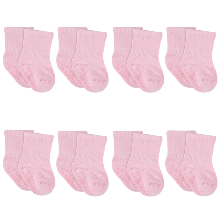 8-Pack Baby & Toddler Light Pink Wiggle-Proof™ Jersey Crew Socks-Gerber Childrenswear