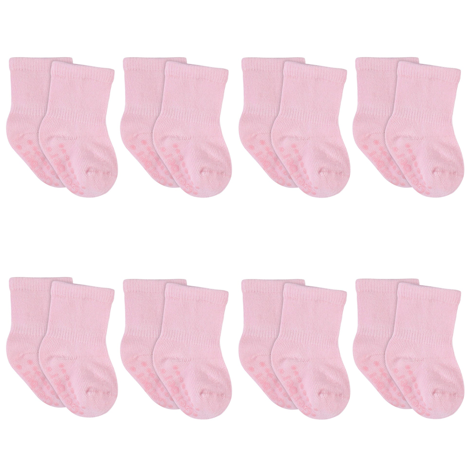 8-Pack Baby & Toddler Light Pink Wiggle-Proof™ Jersey Crew Socks-Gerber Childrenswear