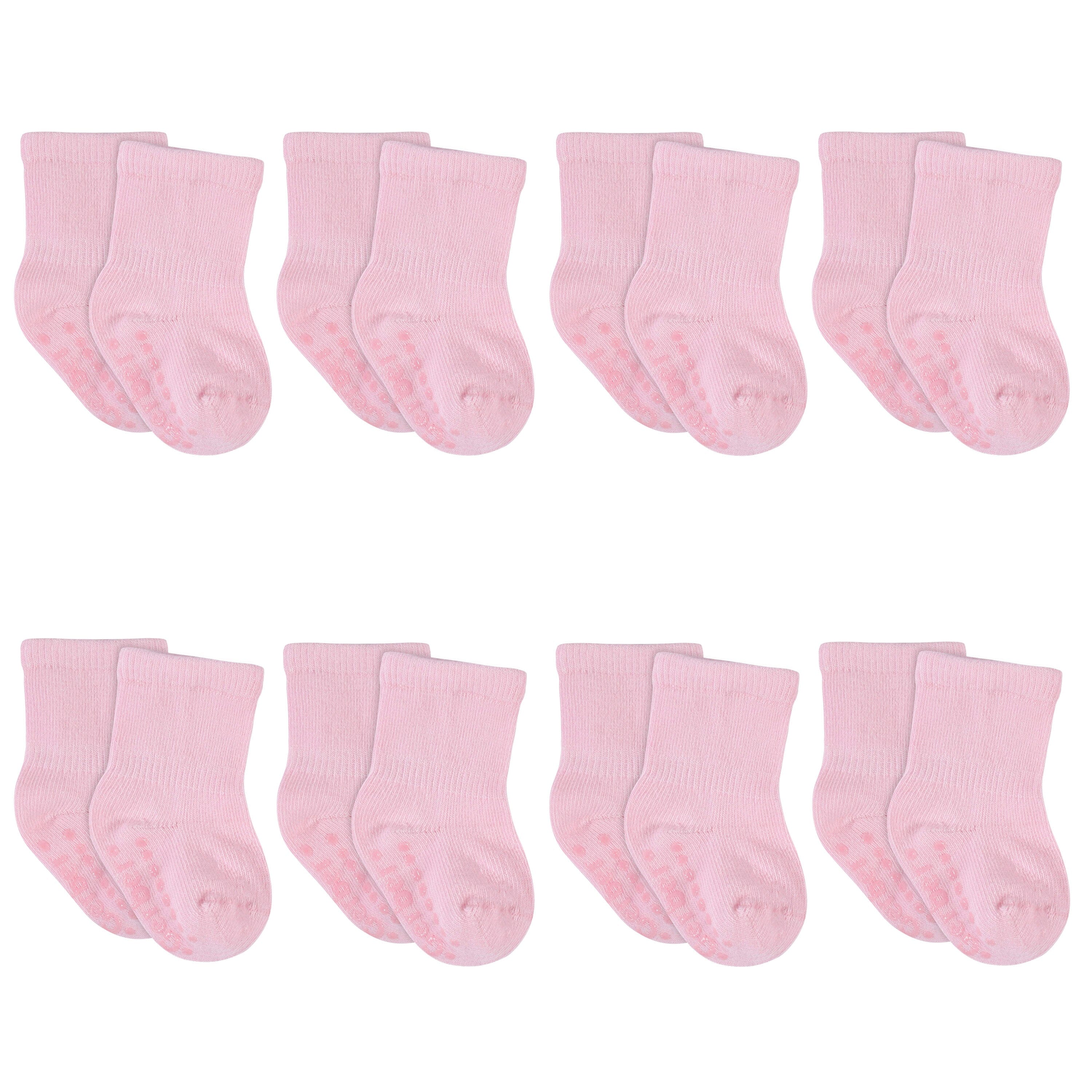 8-Pack Baby & Toddler Light Pink Wiggle-Proof™ Jersey Crew Socks-Gerber Childrenswear