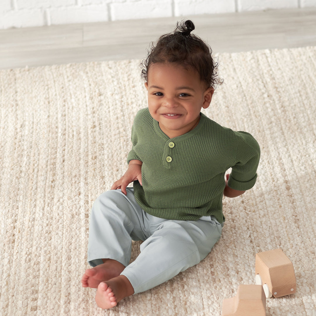 Infant & Toddler Boys Green Henley Sweater-Gerber Childrenswear