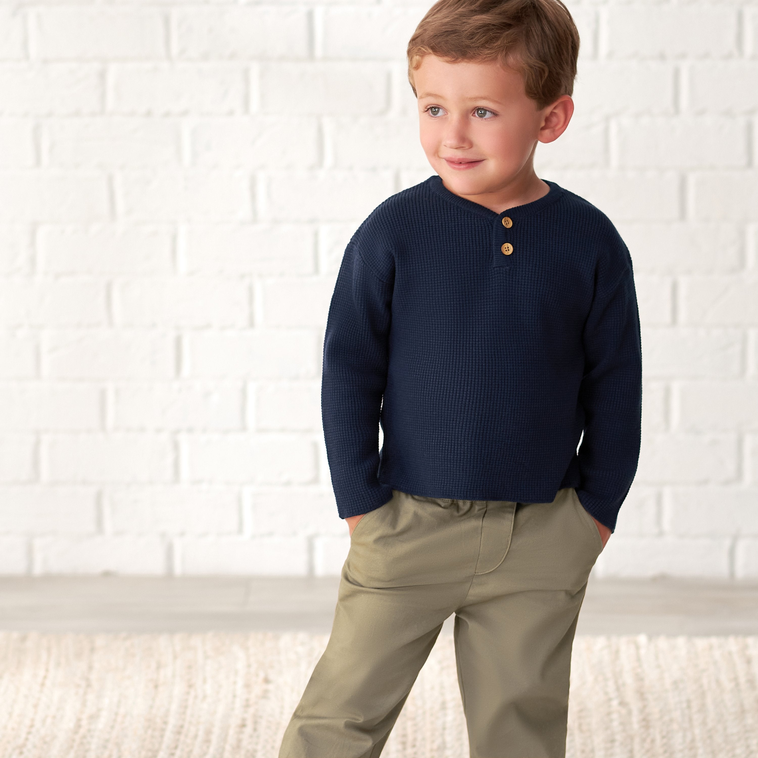 Infant & Toddler Boys Blue Henley Sweater-Gerber Childrenswear