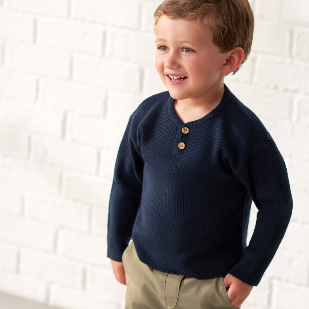 Infant Toddler Boys Blue Henley Sweater – Gerber Childrenswear
