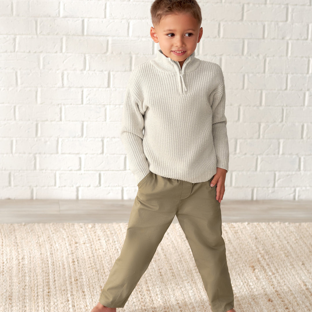 Infant & Toddler Boys Oatmeal Heather Zip Front Sweater-Gerber Childrenswear