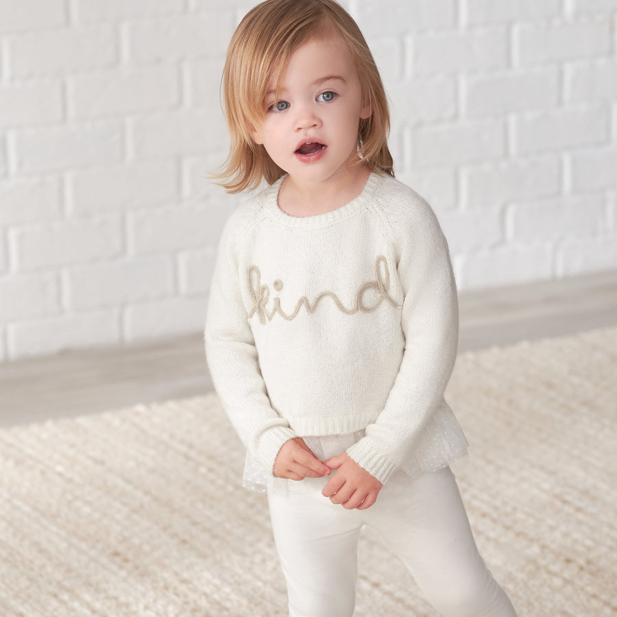 Infant & Toddler Girls White Sweater With Tulle Trim Gerber Childrenswear