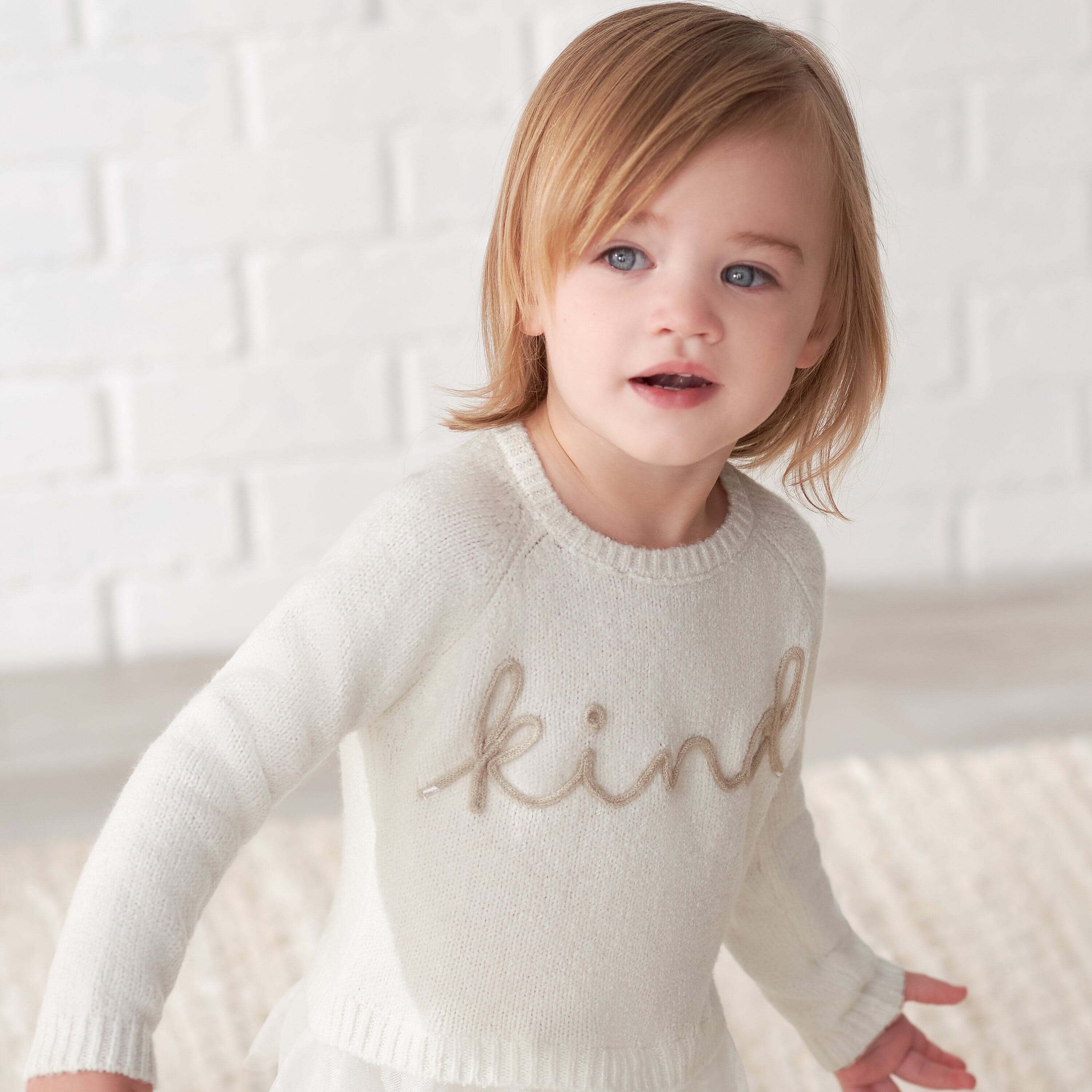 Infant & Toddler Girls White Sweater With Tulle Trim-Gerber Childrenswear