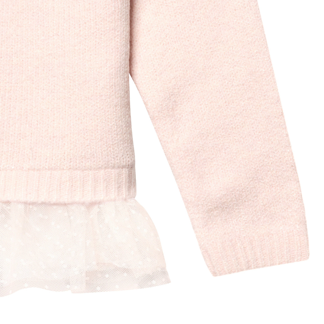 Infant & Toddler Girls Light Pink Sweater With Tulle Trim-Gerber Childrenswear
