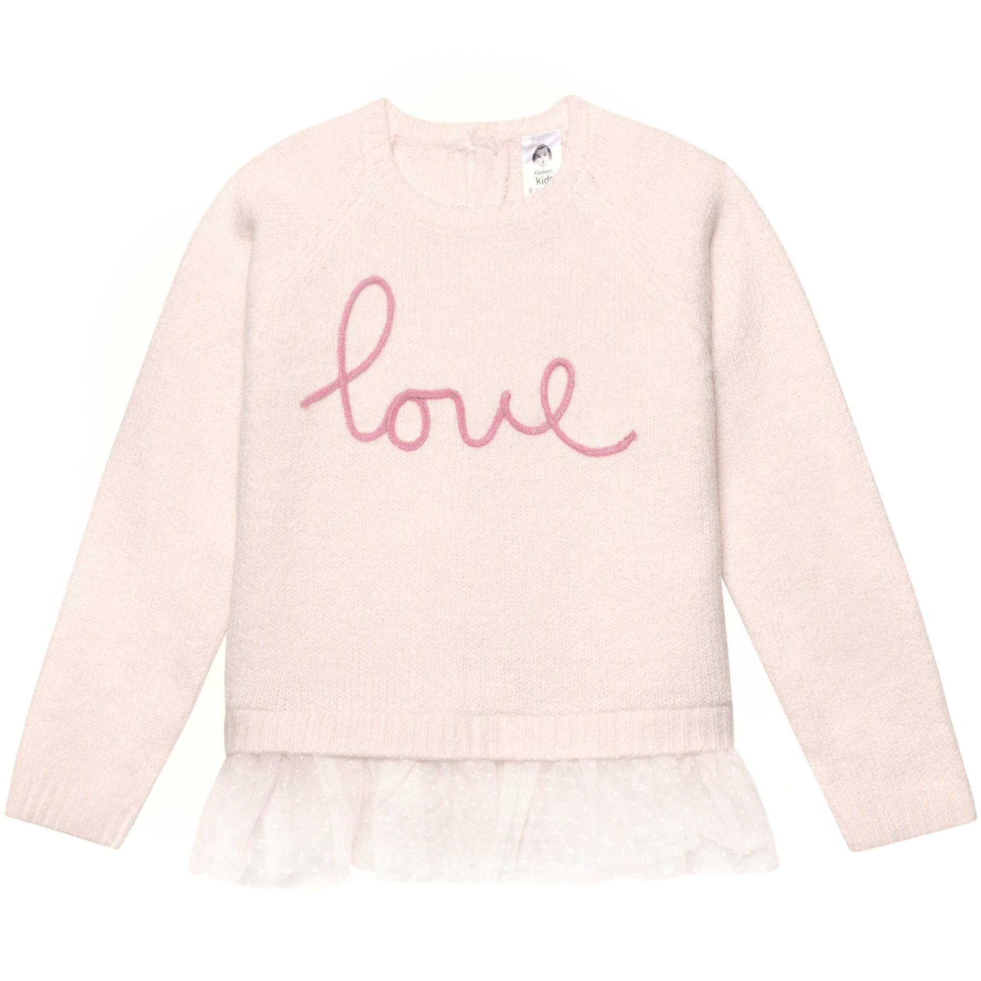 Infant & Toddler Girls Light Pink Sweater With Tulle Trim-Gerber Childrenswear