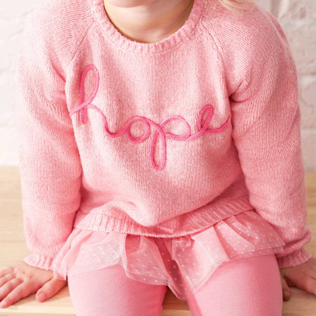 Infant & Toddler Girls Pink Sweater With Tulle Trim-Gerber Childrenswear