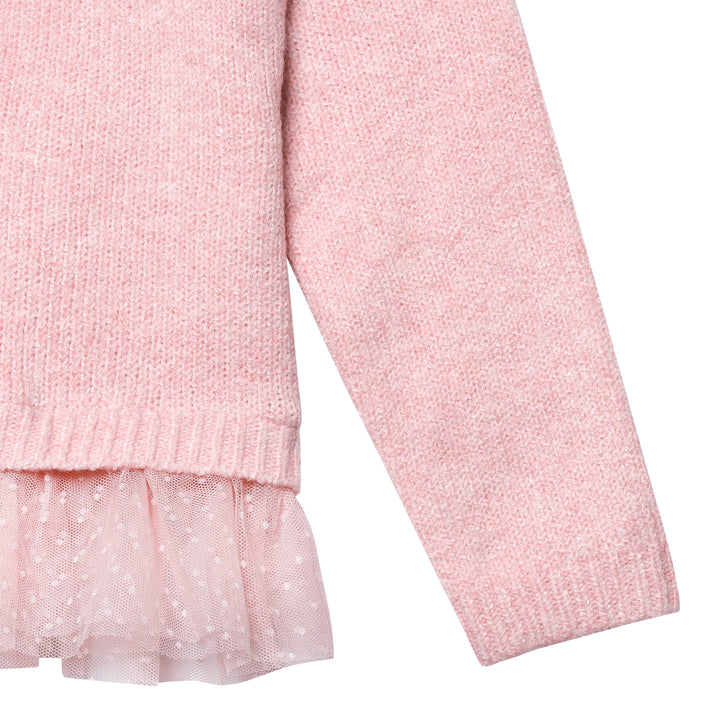 Infant & Toddler Girls Pink Sweater With Tulle Trim-Gerber Childrenswear