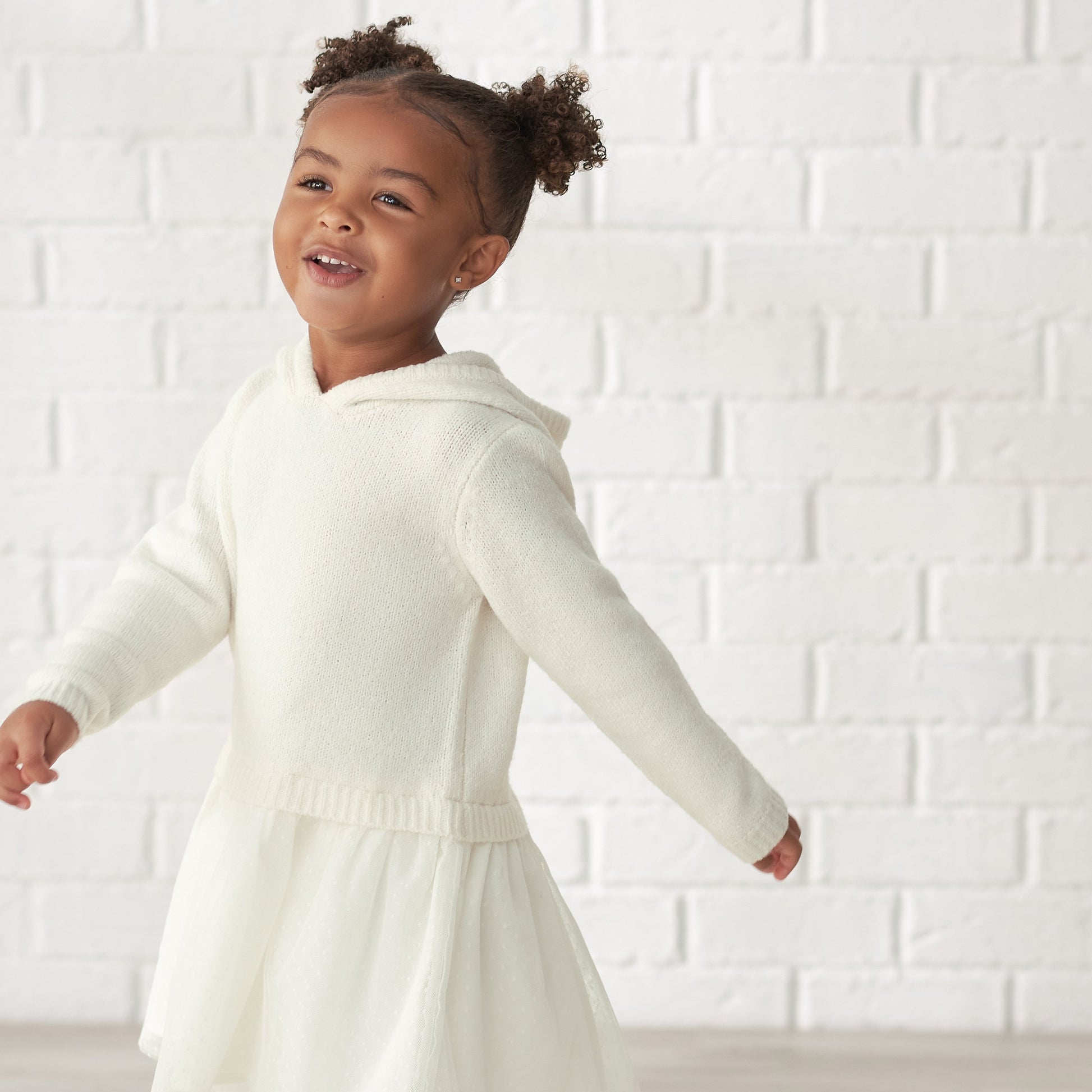 Infant & Toddler Girls White Sweater Dress With Tulle Skirt-Gerber Childrenswear