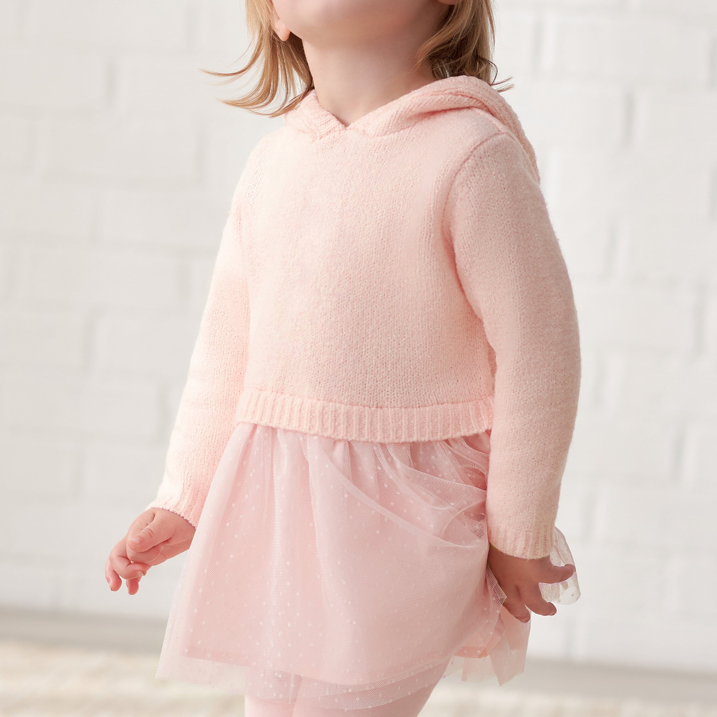 Infant & Toddler Girls Light Pink Sweater Dress With Tulle Skirt-Gerber Childrenswear