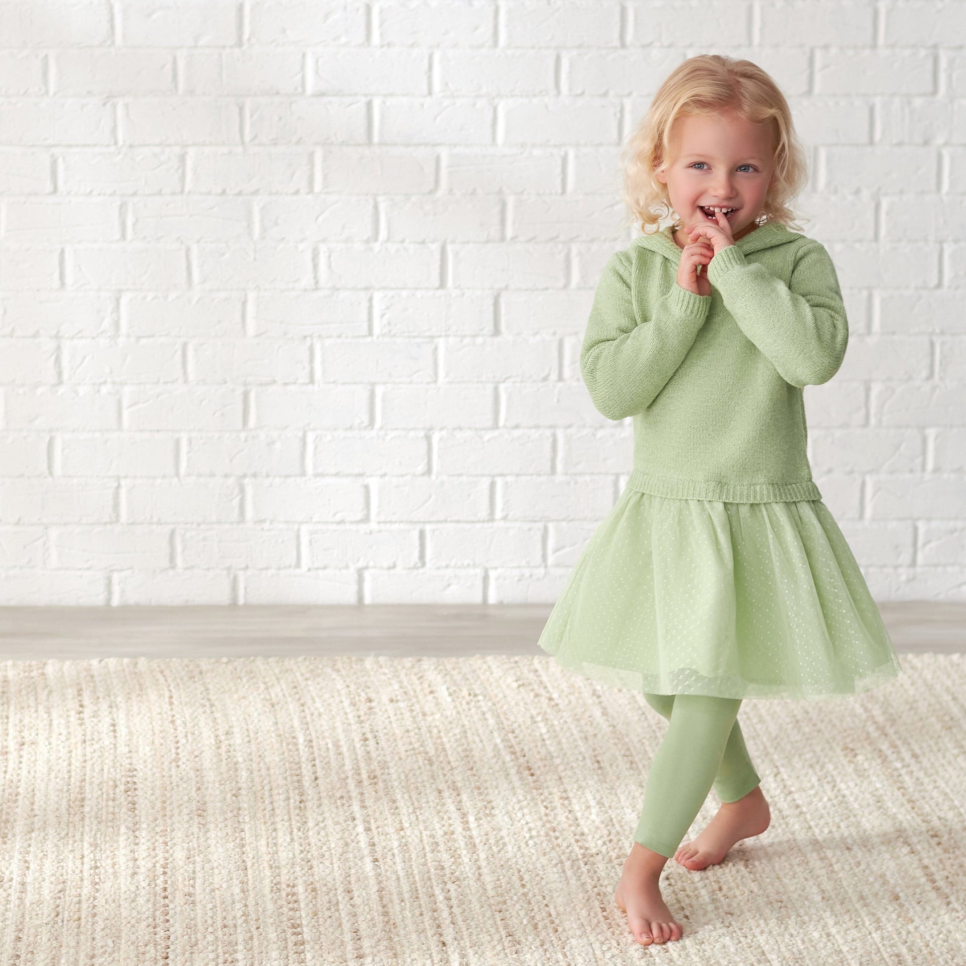 Infant & Toddler Girls Green Sweater Dress With Tulle Skirt-Gerber Childrenswear