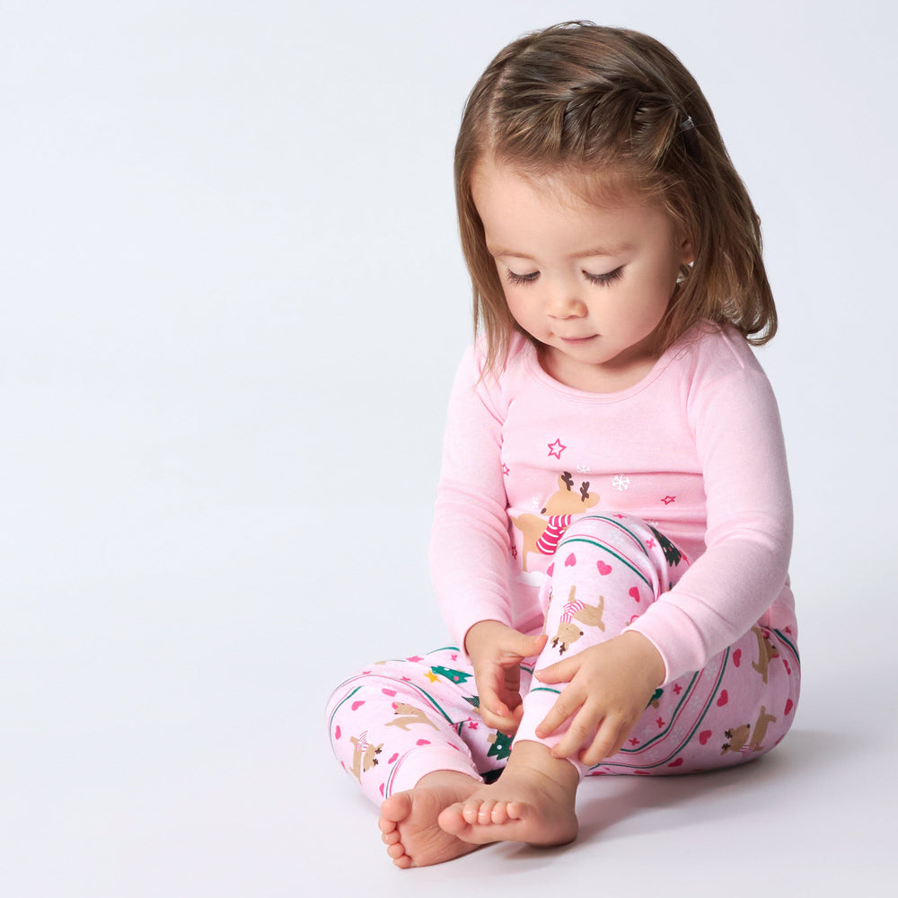 2-Piece Infant & Toddler Girls Winter Wonderland Snug Fit Cotton Pajamas