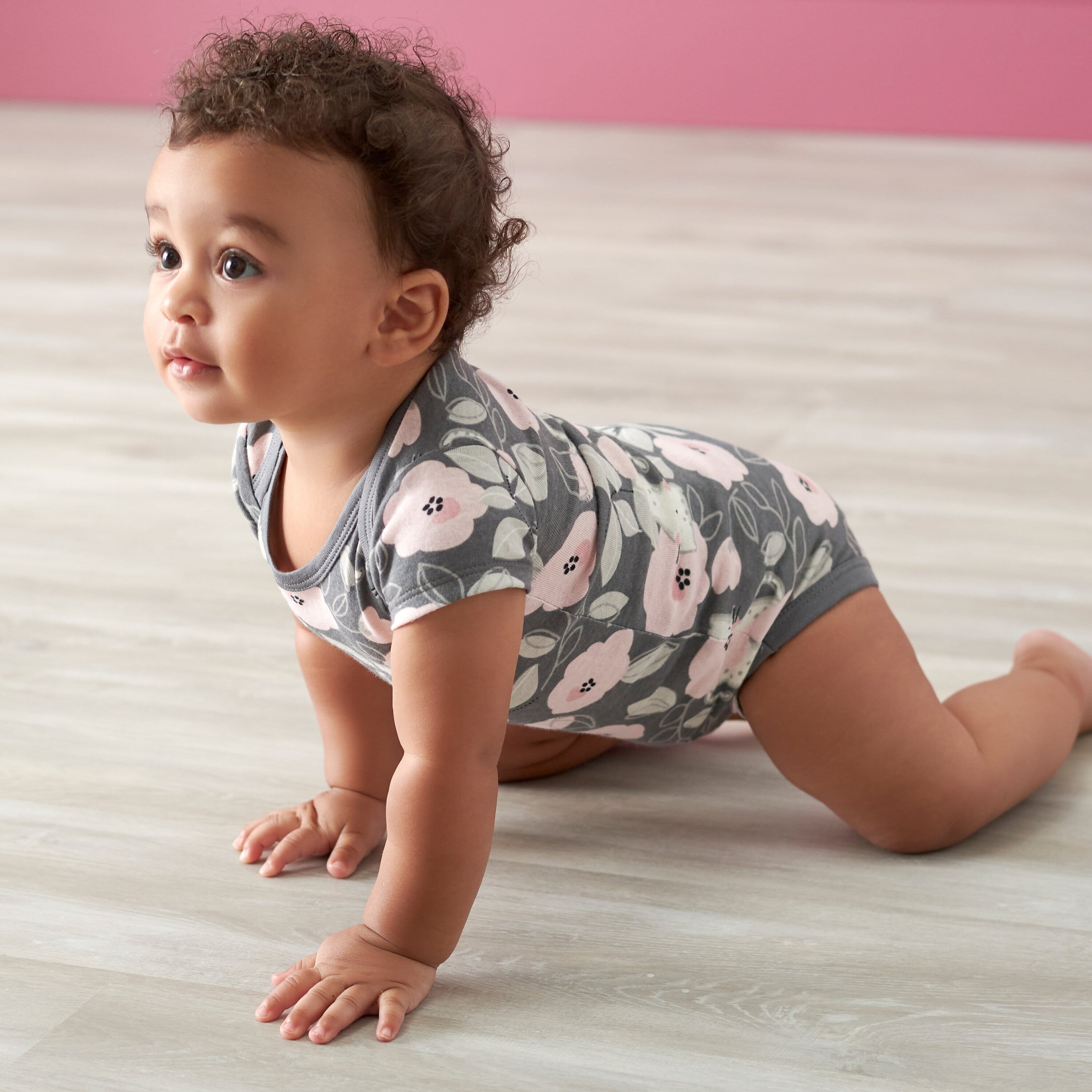 3-Pack Baby Girls Comfy Stretch Floral Leopard Short Sleeve Onesies® Bodysuits-Gerber Childrenswear