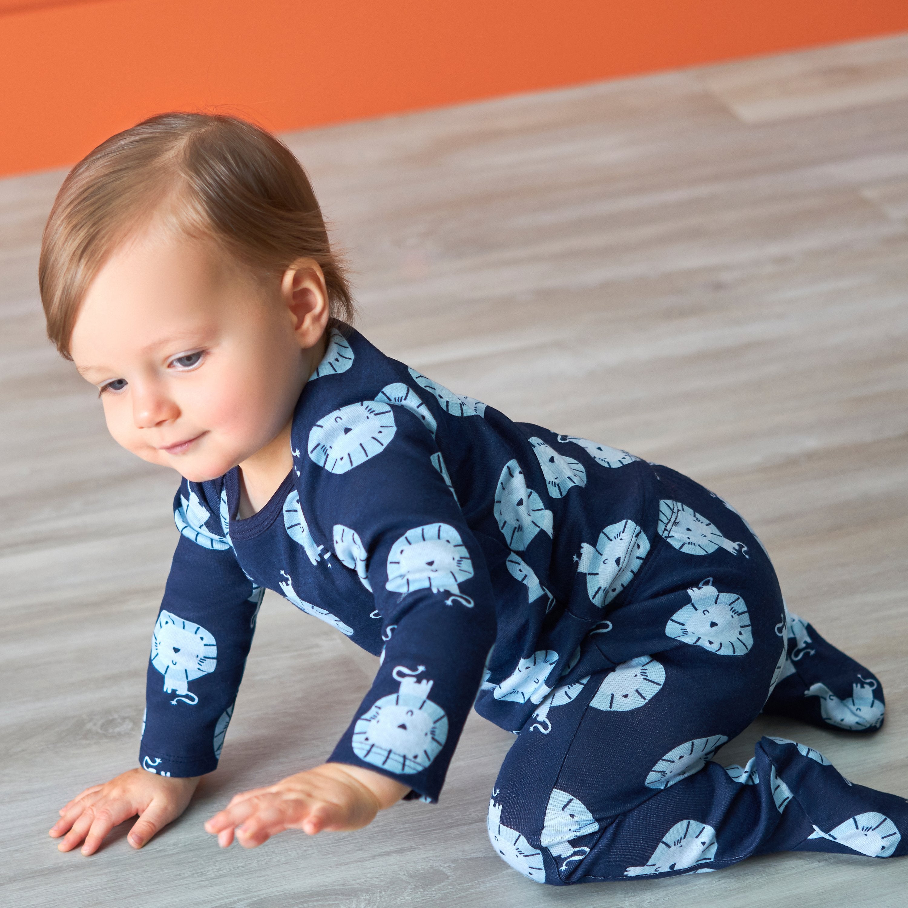 3-Piece Baby Boys Comfy Stretch Lion Long Sleeve Shirt, Footed Pant, & Cap Set-Gerber Childrenswear