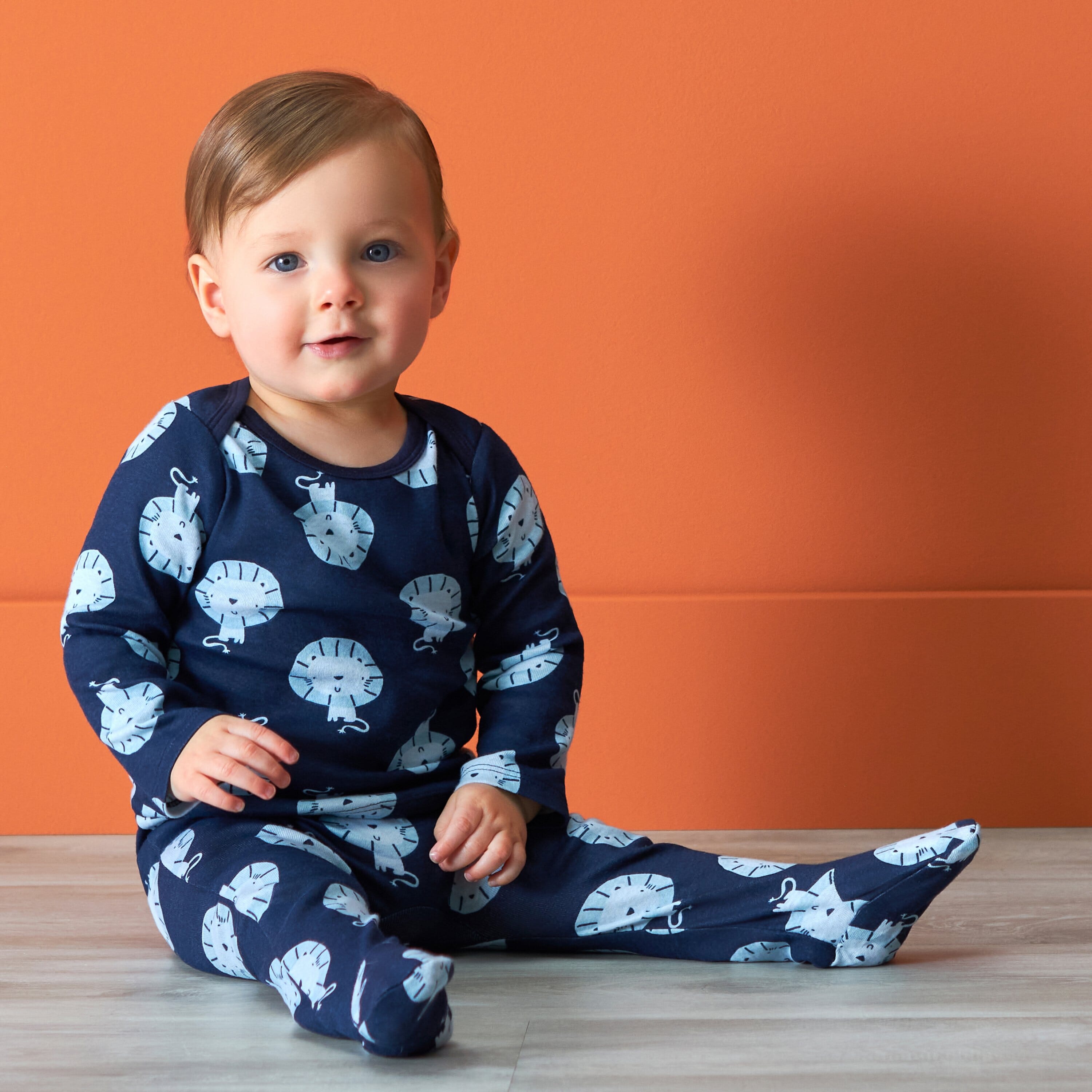 3-Piece Baby Boys Comfy Stretch Lion Long Sleeve Shirt, Footed Pant, & Cap Set-Gerber Childrenswear