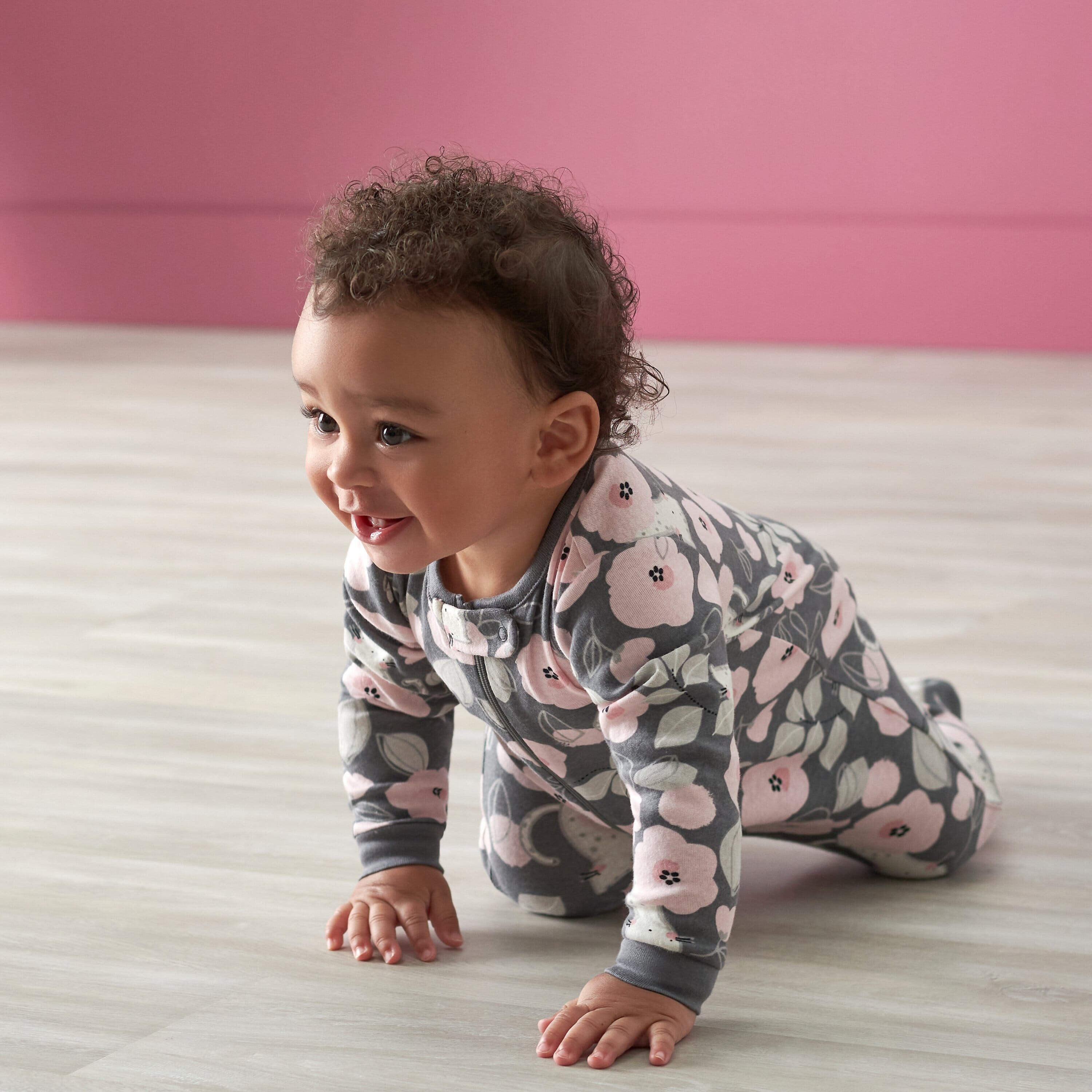 2-Pack Baby Girls Comfy Stretch Floral Leopard Sleep 'n Plays-Gerber Childrenswear