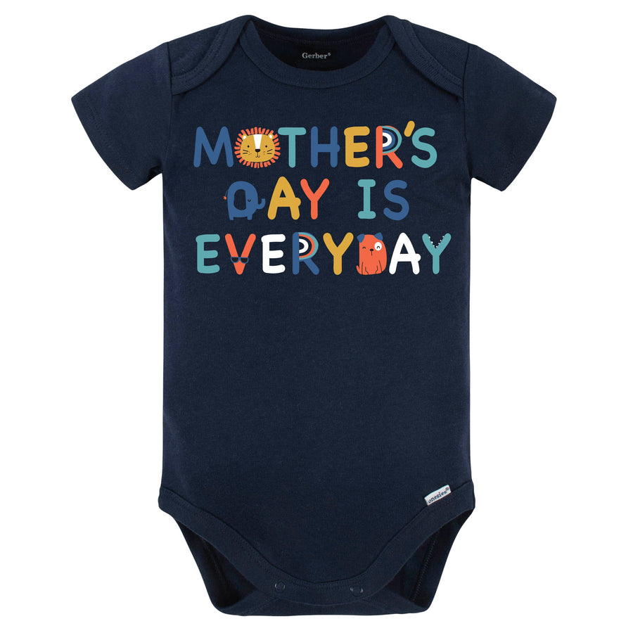 "Mother's Day is Everyday" Premium Navy Short Sleeve Onesies® Bodysuit-Gerber Childrenswear
