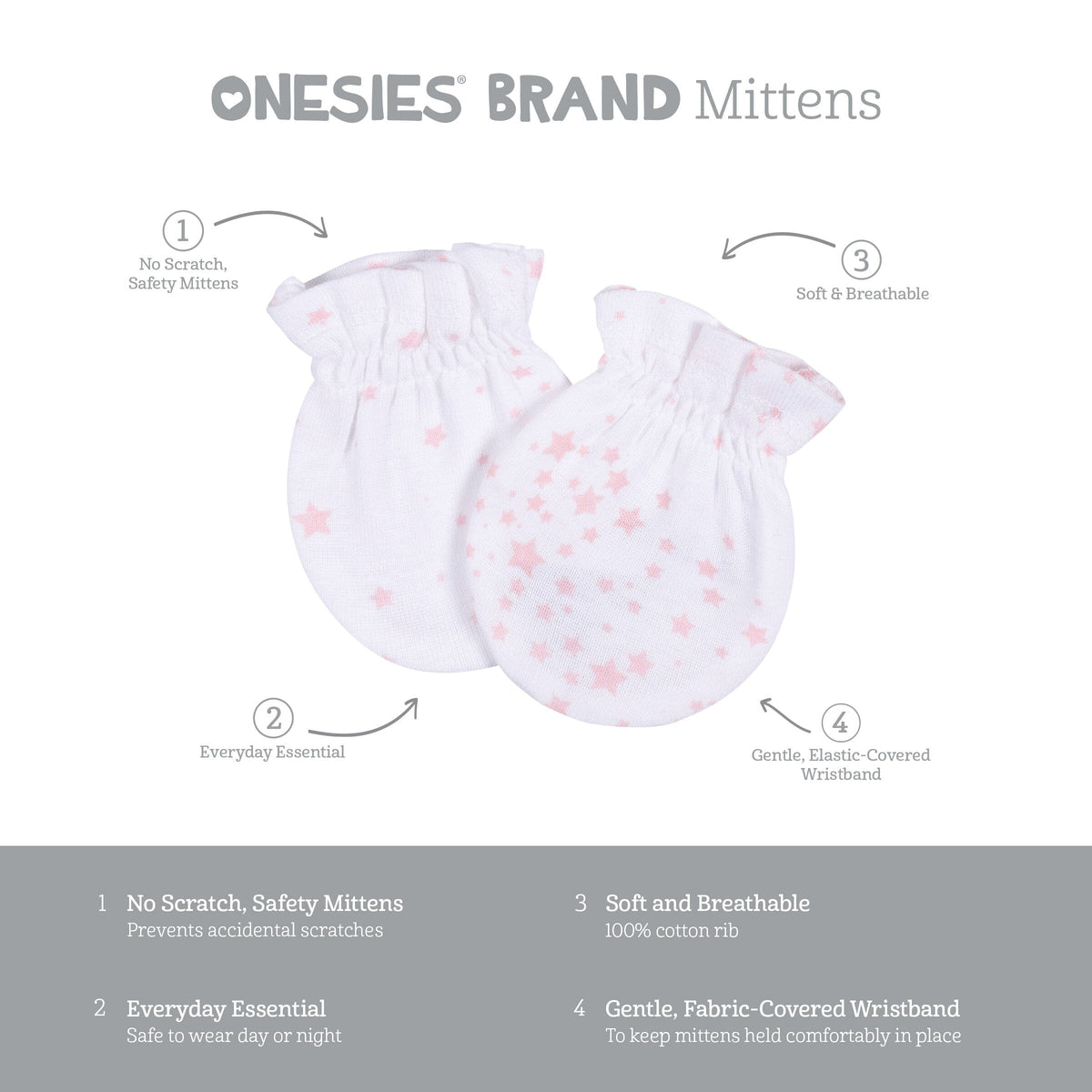 2-Pack Baby Girls Stars No Scratch Mittens