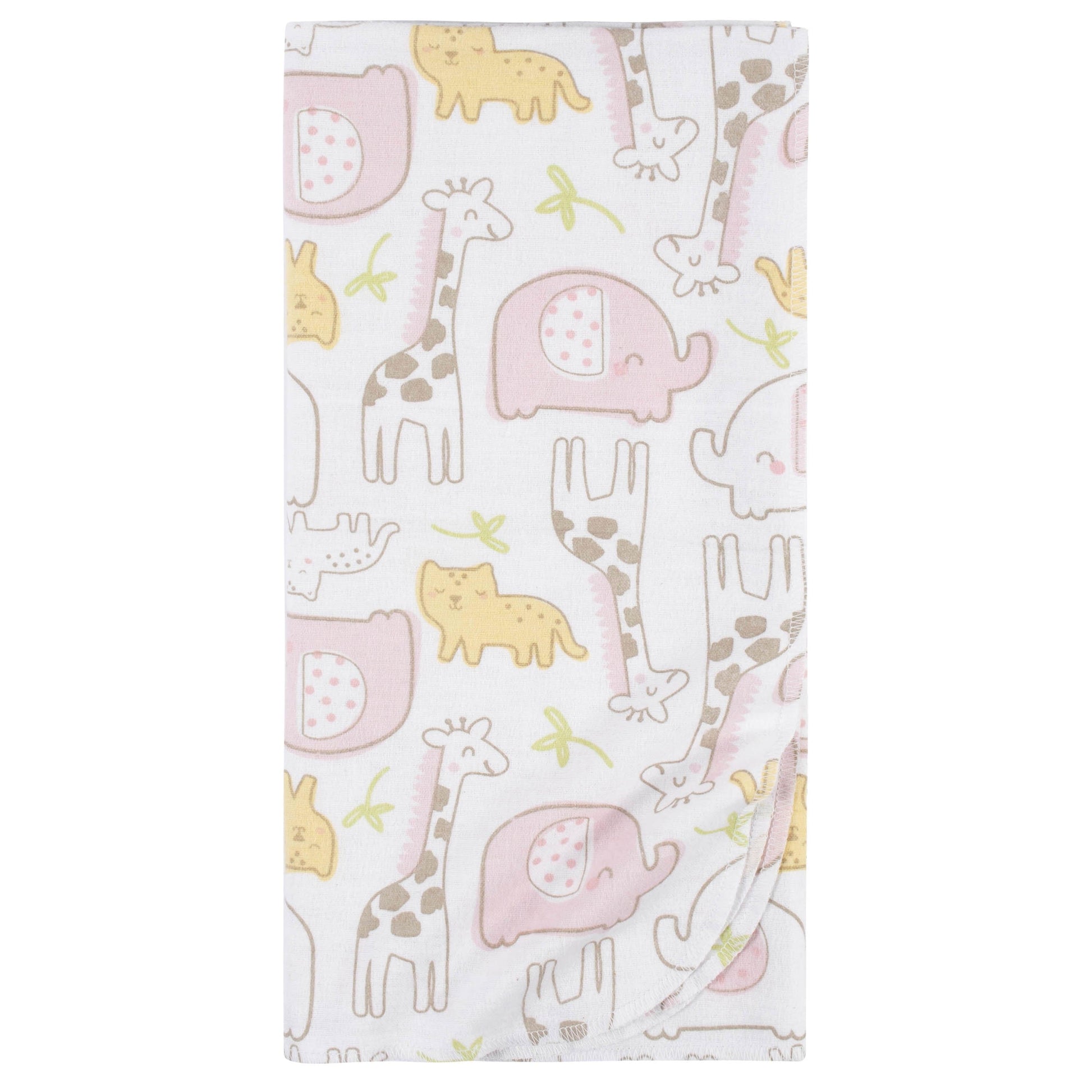 5-Pack Baby Girls Pink Safari Flannel Receiving Blankets-Gerber Childrenswear