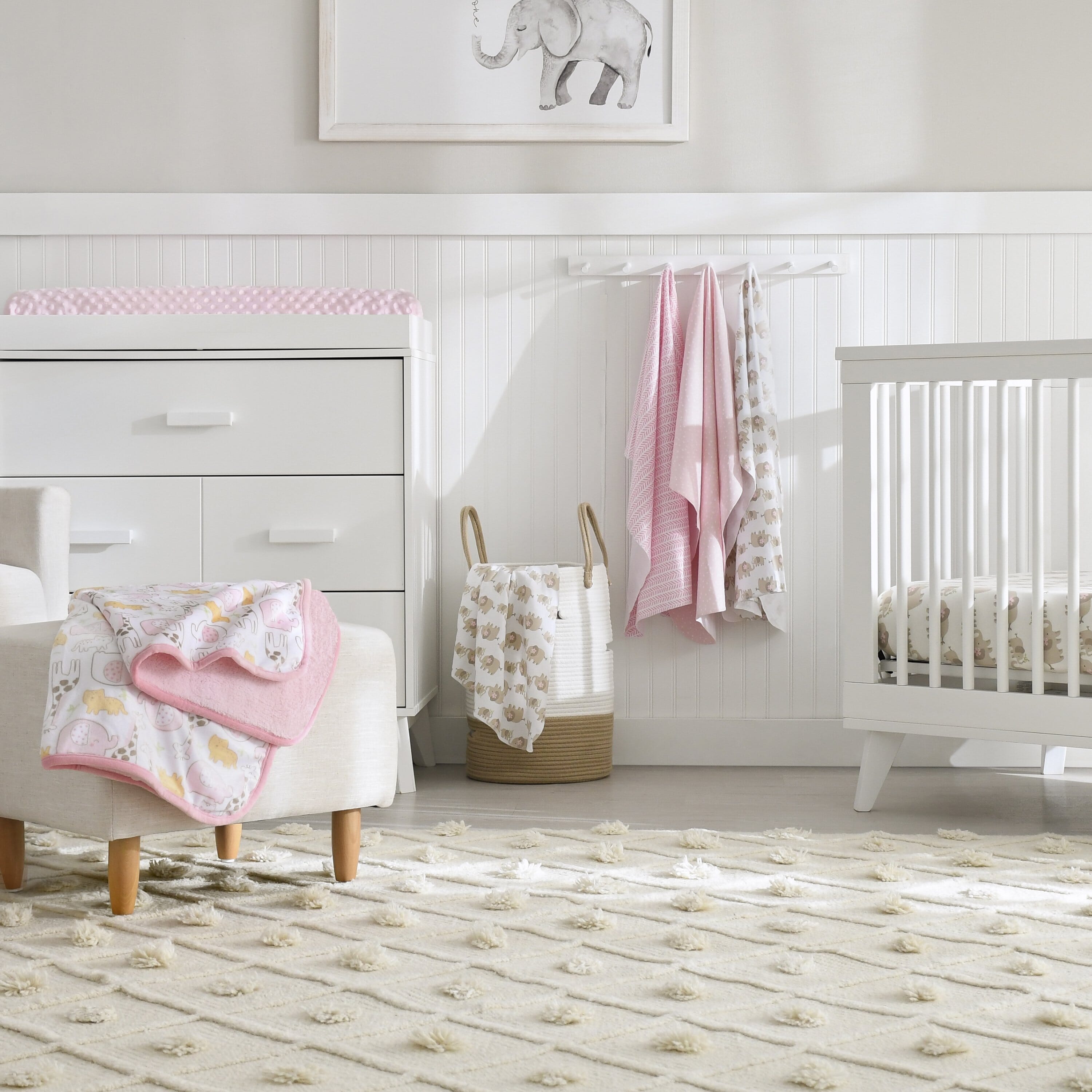 Girls Elephants Fitted Crib Sheet-Gerber Childrenswear